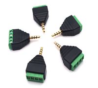 Antrader 5pcs 3.5mm Stereo Male Jack to Female AV 4-Screw Video Headphone Balun Terminal Adapter