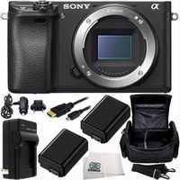 Sony Alpha a6300 Mirrorless Digital Camera (Body) 8PC Bundle. Includes 2 Replacement FW-50 Batteries + AC/DC Rapid Home & Travel Charger + Micro HDMI Cable + Carrying Case + Microfiber Cleaning Cloth