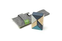 6 Piece Tegu Pocket Pouch Prism Magnetic Wooden Block Set, Blues