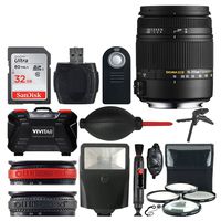 Sigma 18-250mm F3.5-6.3 DC Macro OS HSM for NIKON F Mount + 32GB Memory Card + 62mm filter Kit + Flash + Hardcase + Hand Grip Tripod + Lens Bands + Remote + Card Reader + Top Value Lens Accessory Kit!
