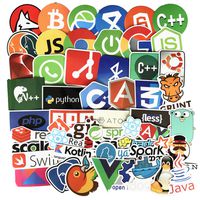 50 Pcs Programming Language Stickers for Laptop, Car, Motorcycle, Bicycle, Waterproof Vinyl Decals for Skateboard, Luggage, Bumper Graffiti Cool Stickers
