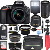 Nikon D5600 24.2MP DSLR Camera 18-55mm VR & 70-300mm ED Lens (Renewed) with 16GB Deluxe Bundle