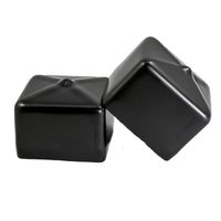 Prescott Plastics 1 1/2 Inch Square Black Vinyl End Cap, Flexible Pipe Post Rubber Cover ((A) Pack of 4 Caps)