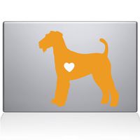 The Decal Guru Airedale Terrier Love Silhouette Decal Vinyl Sticker, 11" MacBook Air, Yellow (2335-MAC-11A-SY)