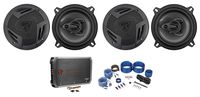 (4) Rockville RV5.3A 5.25" 1200w 3-Way Car Speakers+4-Channel Amplifier+Amp Kit