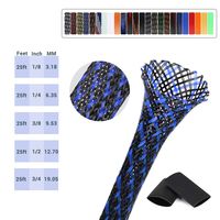 Braided Cable Sleeving 25ft BlackBlue Wire Loom 1/8 inch Protect Kids Touching, General Purpose for Office Wire Organizer