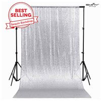ShinyBeauty Sequin Backdrop-Photo Backdrop and Fabric Backdrop for wedding/Party/Photography/Curtain/Birthday/Christmas/Prom/ThanksGivingDay-4FTx7FT(48inx84in) (Silver)