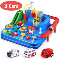 CubicFun Race Tracks for Boys Car Adventure Toys for 3 4 5 6 7 8 Year Old Boys Girls, City Rescue Engineering Vehicles Car Track Playsets, Kids Toys Age 3+