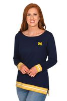 UG Apparel NCAA Michigan Wolverines Striped Rib Pullover, Navy, Small