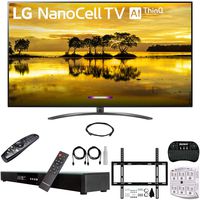 LG 86SM9070PUA 86" 4K HDR Smart LED NanoCell TV w/AI ThinQ (2019) + Deco Gear Home Theater Surround Sound 31" Soundbar + Deco Mount Flat Wall Mount Kit + 2.4GHz Wireless Keyboard w/Touchpad + More