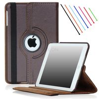 Thilon - Apple iPad Air 2 Retina Display Case - 360 Degree Rotating Stand Folio PU Leather Case Cover with Stand and Auto Sleep / Wake Feature for iPad Air 2 (Released in 2014) with Retina Dispaly (Brown)