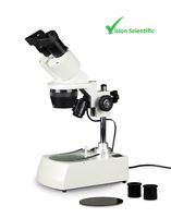 Vision Scientific VMS0002-LD-234-ES2 Tri-Power Binocular Stereo Microscope, 2X, 3X, 4X Objectives, Pair of 10x and Pair of 20x WF Eyepieces, 20x, 30x, 40x, 60x, 80x Magnification, Top and Bottom LED