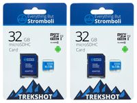 Everything But Stromboli 32GB MicroSD Trekshot Memory Card & Adapter (2 Pack) Works with Action Cams & Drones, GoPro Hero Cameras, DJI Mavic, Phantom, Spark, Osmo, Class 10, U1, UHS-1, Full HD, SDHC
