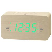 GPX Wooden Alarm Clock Radio, 6.5 x 2 x 3.5 Inches, USB Port, Tan (C357LW)