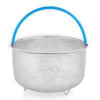 JERXUNY Original Sturdy Steamer Basket for 3 4 5 6 8 Quart Pressure Cooker, 304 Stainless Steel Steamer Insert with Silicone Covered Handle (gray)