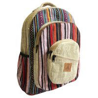 Large Hemp Backpack - Brown & Purple - Pure Natural Hemp Cotton Backpacks for Men & Women - Multi Pocket Organic Himalayan Student Bag packs for Laptop, Books, Travel & Hiking - Bohemian/Hippie Bags