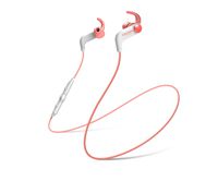 BT190iC Wireless Bluetooth Earbuds, in-line Microphone,Volume Control and Touch Remote, Sweat Resistant, White and Coral