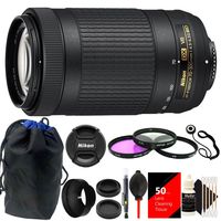 Nikon AF-P DX NIKKOR 70-300mm f/4.5-6.3G ED VR Lens (White Box) + 58mm Filter Kit + Rubber Lens Hood + Lens Cleaning Tissue + Lens Pen + Lens Cap Holder + Dust Blower + Pouch + 3pc Cleaning Kit