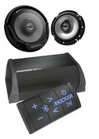 Kicker PXIBT502 2 Channel Portable Bluetooth Amplifier Bundle Combo with Kenwood KFC-1665S 6 1/2 Sport Series 2-Way Flush Mount Coaxial Car Speakers
