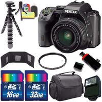Pentax K-S2 DSLR Camera with 18-50mm Lens (Black) + 16GB Card + 32GB Card + Flash + 58mm UV Filter + Deluxe Accessory Kit Bundle