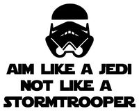 Black - Aim Like a Jedi Not Like a Stormtrooper 7w x 5.5h inches Vinyl Sticker - Toilet Seat Bathroom Training - Die Cut Decal