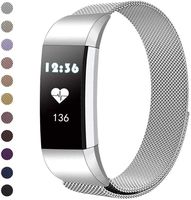 HILIMNY Replacement Bands Compatible for Fitbit Charge 2, Stainless Steel Metal Bracelet with Unique Magnet Clasp(Sliver,Large)