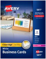 Avery Printable Business Cards, Laser Printers, 400 Cards, 2 x 3.5, Clean Edge (5877), White