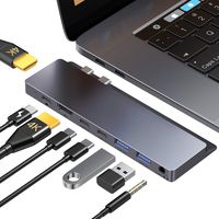USB C Hub,GIKERSY 8-in-1 USB C Docking Station with 2 HDMI 4K,3 USB-C Ports,2 USB 3.0 Ports,3.5mm Audio Jack,Compatible with MacBook Pro 2019/2018-2016