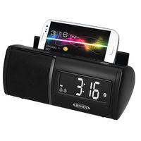 Jensen Bluetooth Clock Radio and Built-In Hands-Free Speakerphone USB Port for Charging Smartphones, Multi-Function 1" LCD Display, Dual Alarm Clock with Sleep and Snooze Features