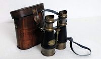 Castle Instruments Antique Victorian Marine Brass Leather Binocular Sailor Instrument London 1915 (Black)