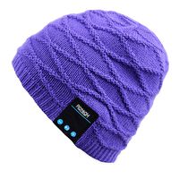 Mydeal Rechargeable Bluetooth Beanie Fashional Double Knit Skully Hat Cap w/ Wireless Stereo Headphone Headset Earphone Speakerphone Mic for Sports Skating Hiking Camping Christmas Gift- Purple