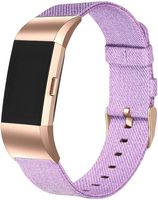 bayite Canvas Bands Compatible with Fitbit Charge 2, Soft Classic Replacement Wristband Straps Women Men, Lavender with Rose Gold Connector Small (5.5-6.7 Inch)