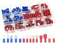QTATAK 140Pcs Assorted Full Insulated U-Type Fork Red/Blue Terminal Set Electrical Wire Cable Crimp Spade Ring Connector Assortment Kit