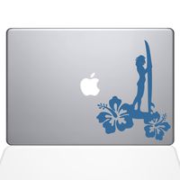 The Decal Guru Surfer Girl Decal Vinyl Sticker, 12" MacBook, Light Blue (1454-MAC-12M-LB)