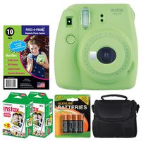 Fujifilm instax Mini 9 Instant Film Camera (Lime Green) + Freez-A-Frame Magnetic Photo Pockets + Fujifilm Instax Film (40 Shots) + Small Compact Case + 4 AA Batteries - Top Value Accessory Bundle