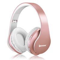Bluetooth Headphones Wireless, Uomeod Over Ear Stereo Headset V5.0 with Microphone, Foldable & Lightweight, Support Tf Card MP3 and FM Radio for Cellphones Laptop TV (Rose Gold)