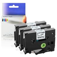 KCMYTONER 9mm (3/8") x 8m Compatible for Brother TZe-221 TZ221 TZe221 TZ 221 Laminated Label Tape for P-Touch GL-100 PT1280 ST1150 PT-E200 PT1950 PT2400 PT550 PT3600 PT9600 (Black on White, 3 Pack)