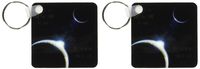 3dRose A sun announcing a new dawn over a solar system with the bible verse psalm 118 verse 24 - Key Chains, 2.25 x 4.5 inches, set of 2 (kc_99100_1)