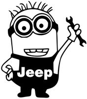 Jeep Grand Cherokee Minion - Vinyl - 5" tall (color: BLACK) decal laptop tablet skateboard car windows stickers - by So Cool Stuff