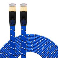 Cat 7 Ethernet Cable 6 ft,JewMod Nylon Braided Ethernet Cable Cat7 RJ45 Network Patch Cable Flat 10 Gigabit 600Mhz LAN Wire Cable Cord Shielded for Modem,Router,PC,Laptop,Switch,Xbox 360-Blue