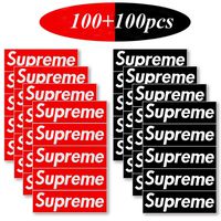 Phoetya 200 Pcs Supreme Sticker Waterproof Decorative Sticker Decal for Laptops, Skateboards,Luggage, Cars,Bikes, Motorcycle, Helmet,Snowboard, 3.5 x 1.2inch (RED+Black)