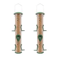 Gray Bunny GB-6847M6P2 Classic Metal Tube Feeder, 2-Pack, Premium Metal Outdoor Birdfeeder with Steel Perches and Steel Hanger, Solid Hard Tube, Chew-Proof and Lasts A Lifetime, Weatherproof