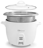 Elite Gourmet ERC-2020 Electric Rice Cooker with Stainless Steel Inner Pot Makes Soups, Stews, Grains, Cereals, 20 Cooked (10 Cups Uncooked), Cups Cups), White
