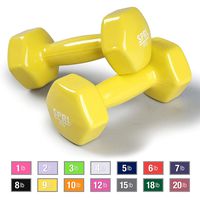 SPRI Dumbbells Deluxe Vinyl Coated Hand Weights All-Purpose Color Coded Dumbbell for Strength Training (Set of 2) (Yellow, 9-Pound)