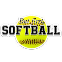 Decal Serpent But First, Softball Color Vinyl Sports Car Laptop Sticker - 6"