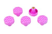 Set of 5 Build-On Brick Knobs, Gem Colors (Pink)