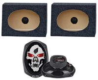 2) Boss SK693 6x9" 600W 3-Way Car Speakers + 2) QTW6X9 Angled 6x9" Speaker Box