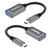 Type c to USB 3.0 Adapter Peskaul (0.5ft 2 Pack ) USB C OTG Cable,USB C(Thunderbolt 3）Male to USB A Female Compatible with MacBook Pro 2018 2017, Samsung Galaxy Note 10 9 8，S10 S9 S8 Pixel 2 3 XL