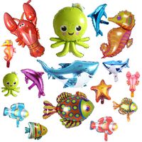Ocean Animals Foil Balloons Under the Sea Cartoon Creatures Balloon Decorations Sea Horse Octopus Lobster Shark Dolphin Tropical Fish Balloons for Wedding Festival Birthday Party Supplies 16 Pack