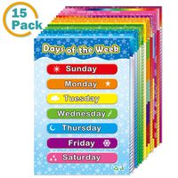 Educational Posters for Preschool Kids Classroom Learning Alphabet Numbers Shapes Colors Laminated Poster Chart Set 15 Pack